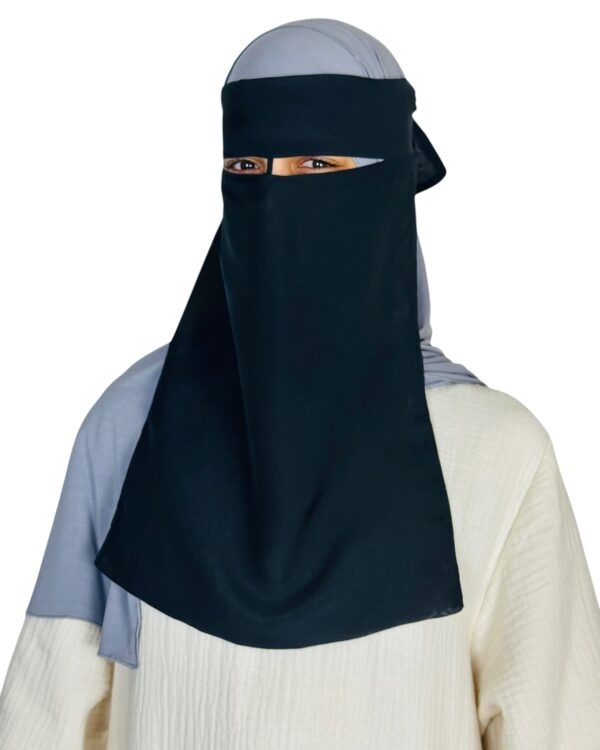 100% Silk Gauze Niqab With Nose String Black